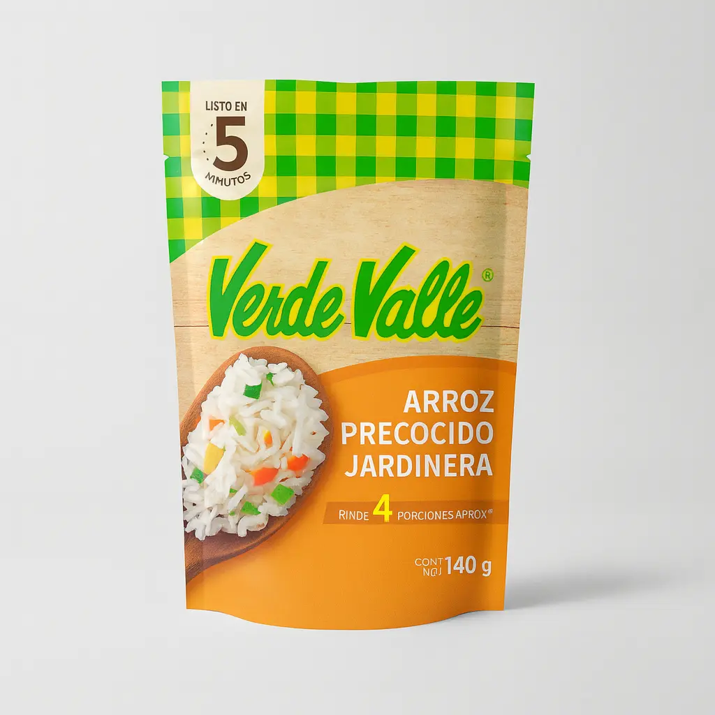 PRECOOKED GARDEN RICE VERDE VALLE / ARROZ PRECOCIDO JARDINERA 140 Gr