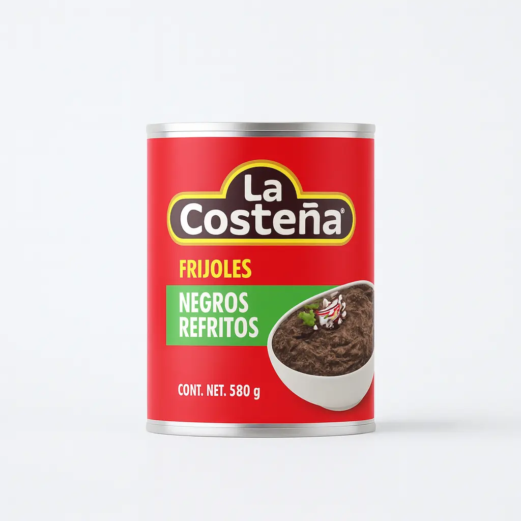 REFRIED BLACK BEANS LA COSTEÑA 580 GR